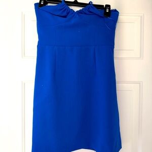 Elegant Blue Strapless Dress